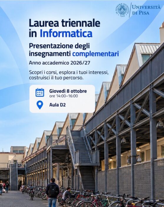 Locandina presentazione insegnamenti complentari della Laurea triennale in informatica